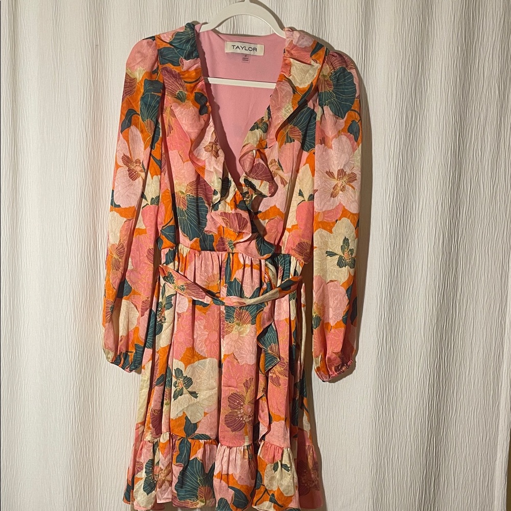 Taylor Floral Pink and Orange Dress